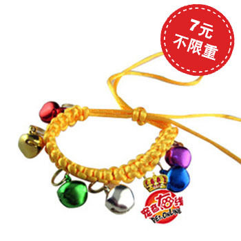 7元不限重 纯手工 编织 彩色铃铛 宠物 狗狗 猫 项链 项圈 <span class=H>围脖</span>