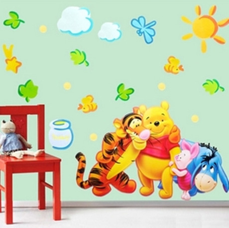 幼儿园装饰墙贴 儿童房房间装饰墙贴 维尼熊跳