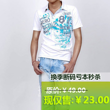 (E24-E25-断码亏本卖!原价49) 美国大牌个性涂鸦破碎印花POLO衫