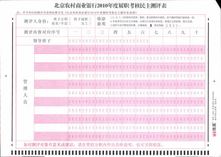 北京农村商业银行年度考核测评表