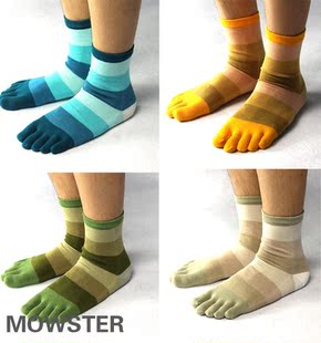  独家款 秋冬棉袜子 渐变色中筒五趾男袜 保暖五指袜 MOWSTER