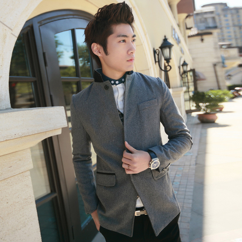 修身毛呢料大衣 英伦...