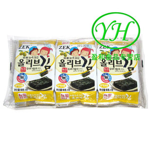  一箱包邮 ZEK海苔 韩国ZEK橄榄油烤海苔 4g*3包连 包邮海苔 韩进
