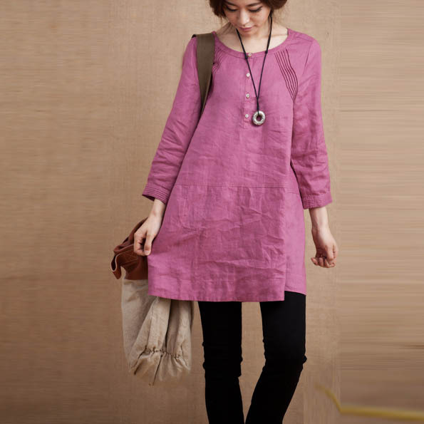 棉麻布衣风格通勤...