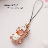 Miss Girl*日韩版可爱休闲敞篷车手机绳玫瑰金1202193-2