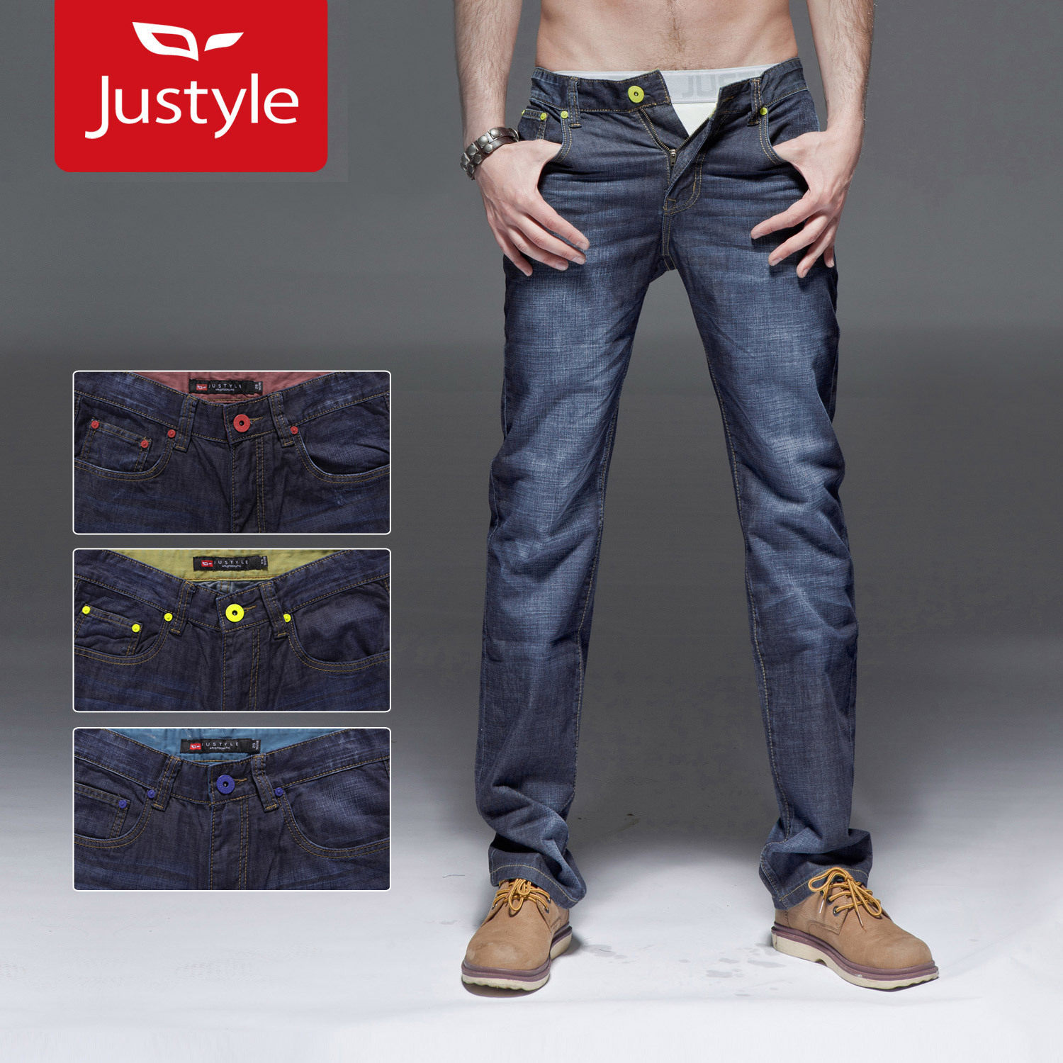 【Justyle】2012英伦新款男士休闲中腰宽松牛仔裤男款直筒牛仔裤