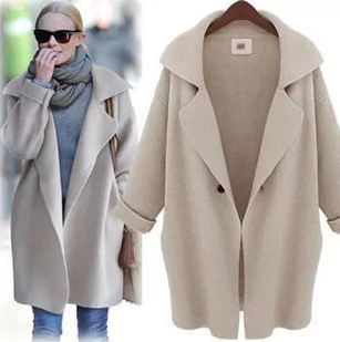 宽松欧版<em>大衣</em> 大码<em>长款</em>纽扣<em>针织开衫</em>毛衣深灰