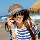 Amoy gold choke a small chilli straw hat woman hat child sun hat summer summer beach hat Korean Fashion