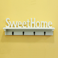 欧式田园家居装饰品白色SweetHome木质挂钩/壁挂衣钩 拍摄道具