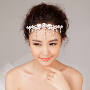  【花开059朵】琉璃。银色水钻新娘结婚头饰皇冠额饰配饰品~