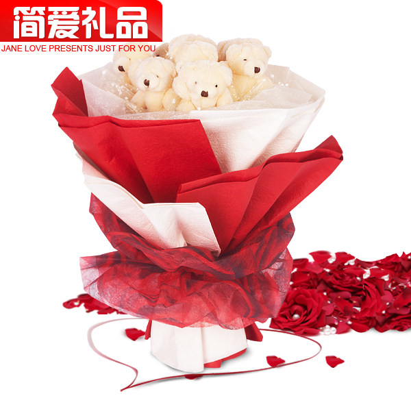 简.爱 手捧花 卡通花束 小熊花束 公仔花 结婚 生日 情人节礼物