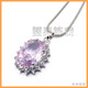 韩国热卖满钻花边紫色蛋形锆石项链