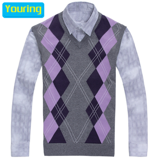 Youring 秋季新款 学院英伦男士<em>针织无袖毛衣背</em>