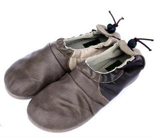 日本制软皮女生圆头软皮休闲鞋,拼色平底鞋套