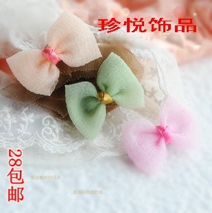  儿童泡泡纱发卡发夹发饰头饰品批 蝴蝶结公主边夹BB夹发圈皮筋