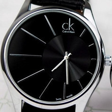 CK lado de la gran inclinación blanca esfera de color negro pulsera hombres sarga piel CK personalizada nueva