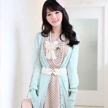 韩国饰品代购现货时尚韩版超大蝴蝶结珠珠长款女项链毛衣链KN0419