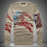 奴加绒加厚保暖羊毛衫 植绒圆领针织<em>男毛衣</em>h3