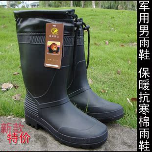  冬季款大码男士机车雨鞋加绒雨靴高筒防滑胶鞋保暖雨鞋雪地鞋