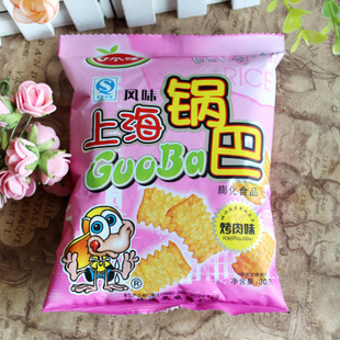  上海风味特产口水娃锅巴烤肉味30g克膨化食品比糯米锅巴
