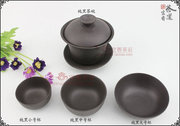 黑紫砂杯品茗杯茶杯陶瓷玻璃纯黑色茶杯茶碗多款