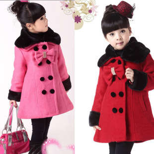  春秋冬韩版儿童呢子大衣女童呢子外套棉外套修身款棉服女童大衣