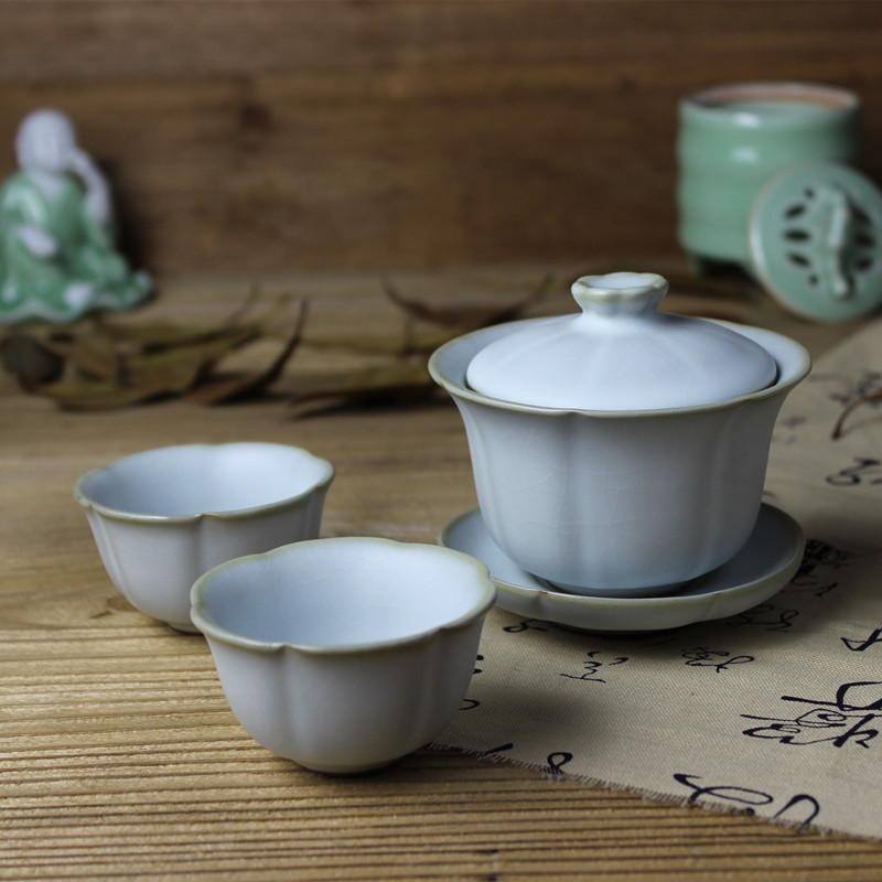 汝窑三才盖碗一壶二杯套装公道杯泡茶水杯子大号功夫茶具陶瓷茶杯|ruв категории посуда, чайный сервиз, супник - от Buy2taobao.com для оказания профессиональной услуги покупки агента Taobao