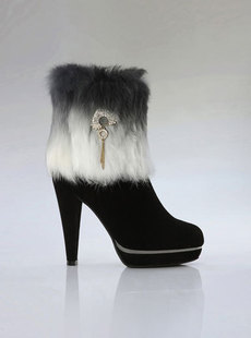 Dream ba Sally Italian fashion double color rabbit skins increased 123011318 short boots