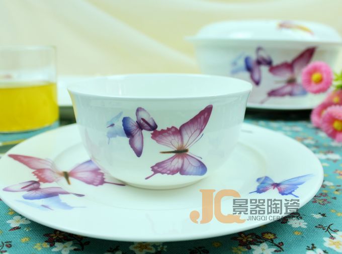 【景器】景德镇正品『化蝶飞』56头骨瓷餐具套装 家居厨房用品 【景器】景德镇正品『化蝶飞』56头骨瓷餐具套装 家居厨房用品