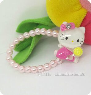  黄色棒楱糖 全身HELLO KITTY 猫 珍珠珠子弹性儿童手链 儿童饰品