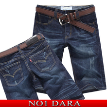 no1dara 夏装潮男装牛仔裤猫爪修身水洗直筒韩版男士新品牛仔短裤