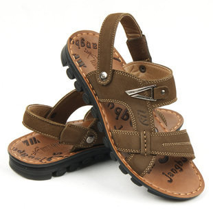  新款 正品 男士凉鞋日韩两套趾休闲凉鞋牛皮真皮沙滩鞋用凉拖