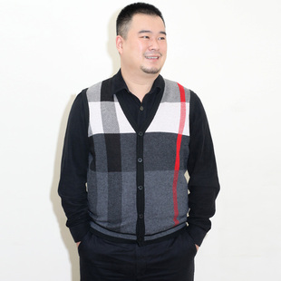  大码男装针织开衫无袖加肥加大男针织衫毛衫男士毛衣外套羊毛衫