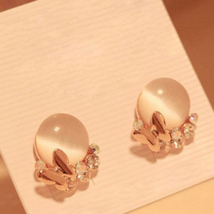  E2163 日韩饰品批发 镶钻气质蝴蝶璀璨猫眼石耳钉耳饰