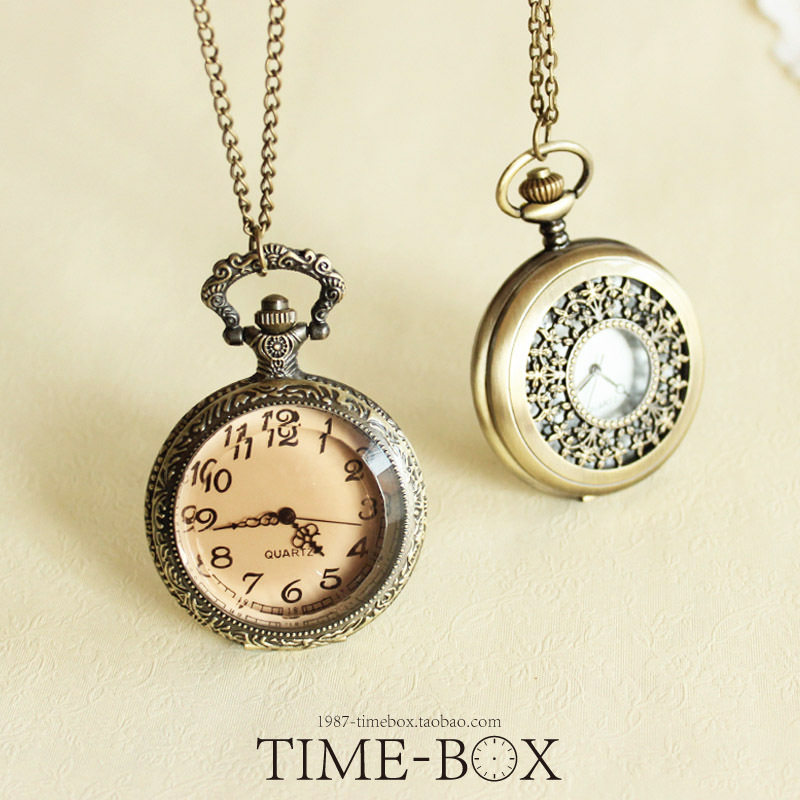 复古怀旧怀表 手表 茶色表盘<em>镂空</em>雕刻<em>花纹</em>古铜