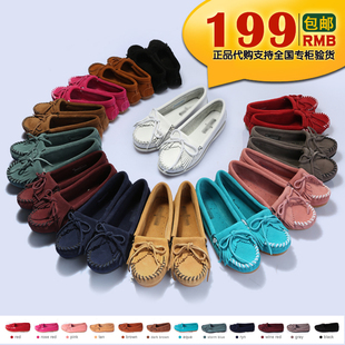 代购唐卡豆豆鞋女真皮流苏小白鞋平跟底迷你单