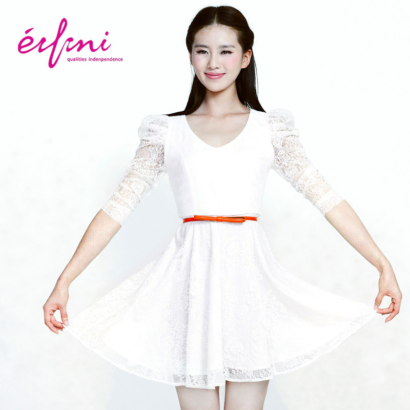 伊芙丽 2012春装新品淑女中袖蕾丝 <span class=H>连衣裙</span>【专柜价890】1119147