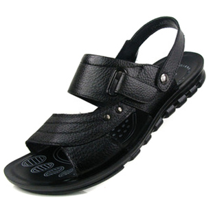  清仓特价男式凉鞋皮凉鞋男鞋套趾真皮沙滩鞋两用凉拖鞋男凉鞋牛皮