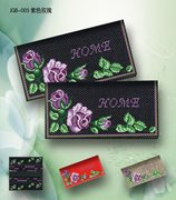 水晶丝线十字绣钱包，男女两折长款紫色，玫瑰非成品钱夹