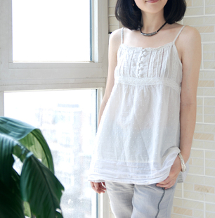 2014新款<em>夏装</em>棉麻女装<em>吊带</em>背心裙蕾丝森林系