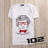 Style Homme带眼镜的绅士头像短袖T恤K82 F30