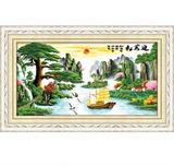 99包邮 海开牡丹十字绣套件 迎客松/财运版 山水风景 客厅197*105