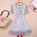 2012春装新款短袖 韩版甜美碎花荷叶边 大码打底夏季雪纺连衣裙子