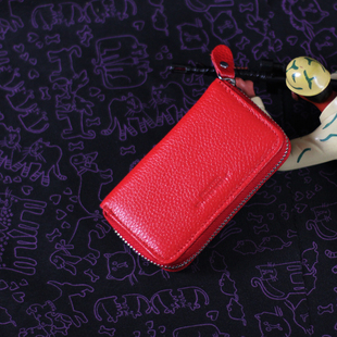  特价 汉姆斯专柜正品 拉链款女士钥匙包 真皮女式 头层牛皮卡包