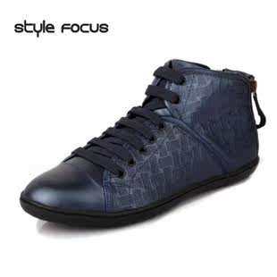 STYLE FOCUS热卖韩版马丁短靴 高帮潮流男士休闲鞋子 英伦男鞋
