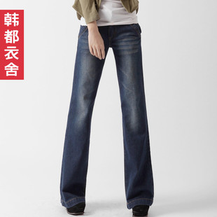  韩都衣舍韩国女装秋装新款时尚提臀阔脚牛仔裤女HG1252艶亓