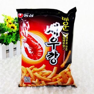  限区包邮韩国进口膨化食品休闲零食咸鲜风味农心虾条 辣味袋装90g