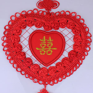  结婚用品批发结婚房装饰挂件 一团金花喜字中国结结婚房挂件
