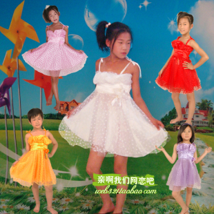 六一儿童节表演服装花童韩版抹胸吊带公主裙儿