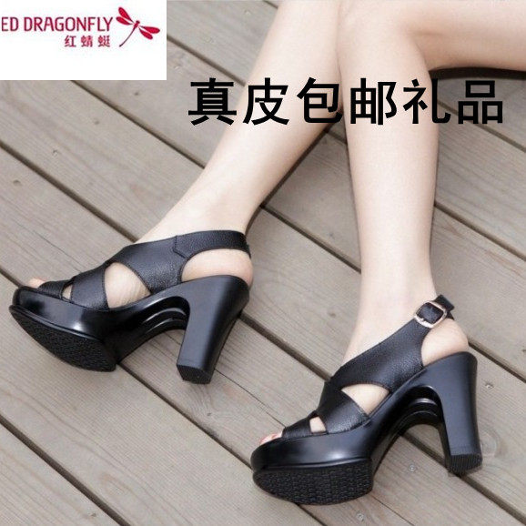 <em>红蜻蜓</em>凉鞋女 2014夏季新款凉鞋 高跟鞋 真皮鱼